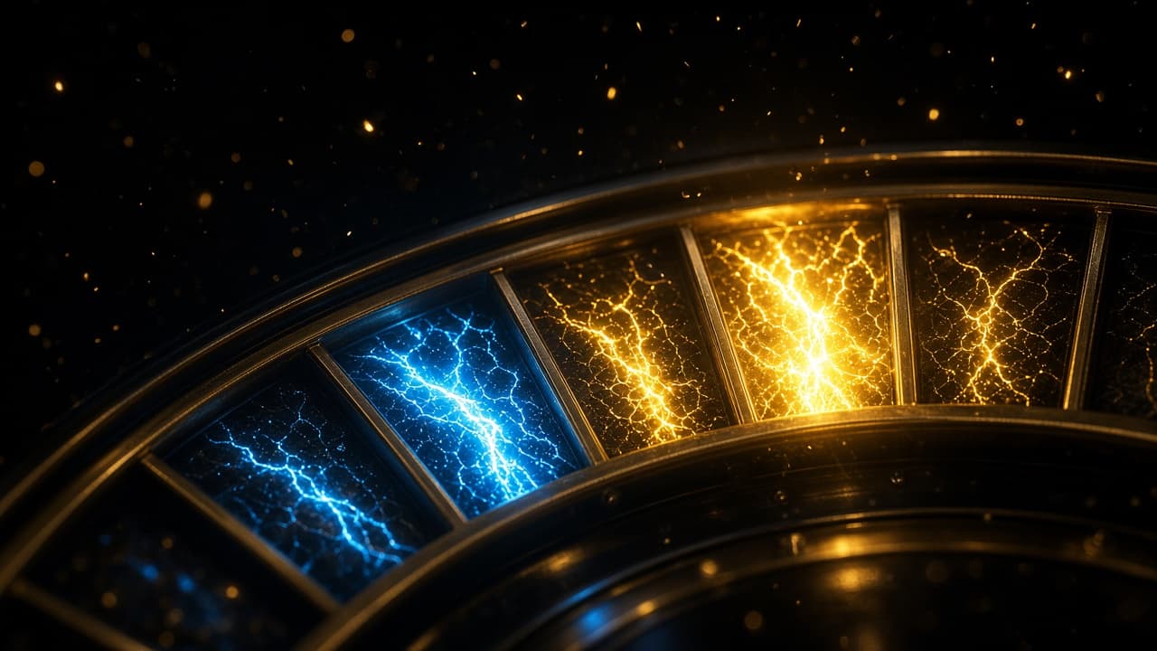 Rueda de ruleta en la oscuridad con bolsillos iluminados, ilustración de los multiplicadores